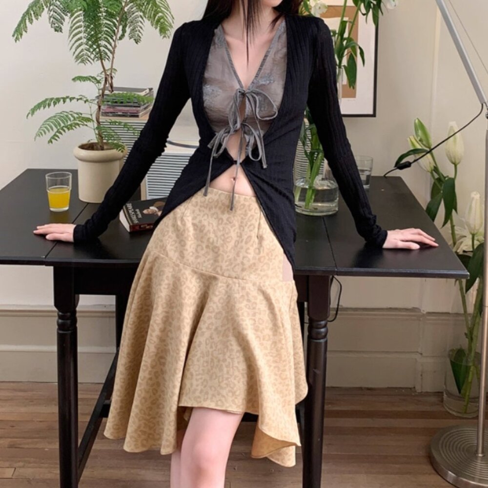 Leopard Print Dark Pattern Skirt - image 7